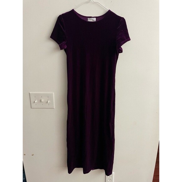 Vtg Maggie Breen Girls Purple Velvet Dress 14 Maxi Formal Holiday Plum Party - Picture 2 of 9